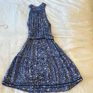 Poupette St. Barths Blue floral dress with belt.  Size M